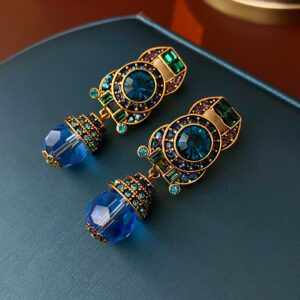 Brinco de Pressão Azul Grande Artesanal de Soutache - Laszine Acessórios