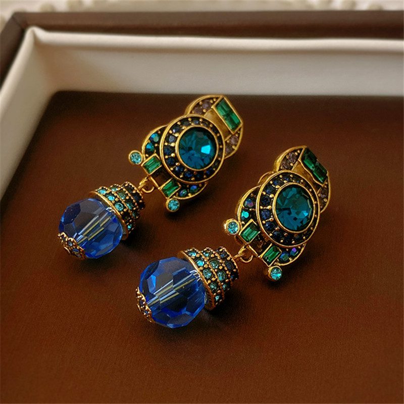 Brinco de Pressão Azul Grande Artesanal de Soutache - Laszine Acessórios